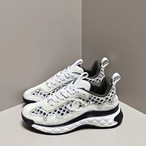 Authentic CHANEL White and Black Women's Sneakers